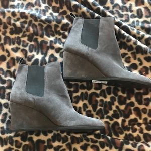Beautiful Grey Suede Wedge Heeled Booties